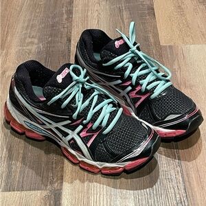 ASICS Women's Black and Pink Athletic Shoes Fluidride Gel 8.5